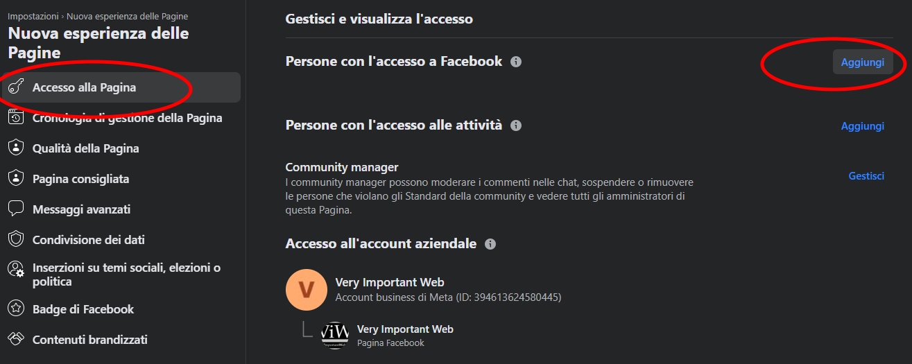 Aggiungere amministratore di una pagina facebook